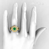 Modern 10K Yellow Gold 1.0 Carat Emerald Diamond Designer Engagement Ring R163-10KYGDEM-4