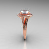 French Bridal 10K Rose Gold 2.5 Carat Oval White Sapphire Diamond Cluster Engagement Ring R164-10KRGDWS-4