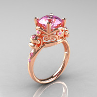 Modern Vintage 10K Rose Gold 2.5 Ct Light Pink Sapphire Wedding Ring Engagement Ring R167-10KRGLPS-1