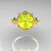 Modern Vintage 10K Yellow Gold 2.5 Carat Yellow Topaz Wedding Engagement Ring R167-10KYGYTT-3