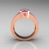 Ultra Modern 10K Rose Gold Princess Invisible and 1.0 CT Emerald Light Pink Sapphire Engagement Ring R169-10KRGLPS-5