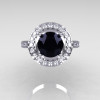 Classic 10K White Gold 1.5 Carat Black Diamond Solitaire Wedding Ring R115-10KWGDBD-4