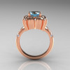 Modern Antique 10K Rose Gold 1.0 Carat Aquamarine Diamond Engagement Ring AR116-10KRGDAQ-2
