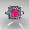 Modern Antique 10K White Gold 1.0 Carat Pink Sapphire Diamond Engagement Ring AR116-10KWGPS-3