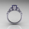 Classic 10K White Gold 1.25 CT Princess Blue Sapphire Diamond Three Stone Engagement Ring R171-10KWGDBS-2