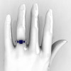 Classic 10K White Gold 1.25 CT Princess Blue Sapphire Diamond Three Stone Engagement Ring R171-10KWGDBS-5