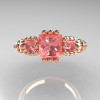 Classic 10K Rose Gold 1.25 CT Princess Morganite Diamond Three Stone Engagement Ring R171-10KRGDMO-4