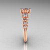 Classic 14K Rose Gold 1.25 CT Princess Cubic Zirconia Diamond Three Stone Engagement Ring R171-14KRGDCZ-3