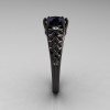 Designer Exclusive Classic 14K Black Gold 1.0 Carat Black Diamond Lace Ring R175-14KBGDBD-3