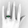 Designer Exclusive Classic 18K Black Gold 1.0 Carat Emerald Diamond Lace Ring R175-18KBGDEM-5