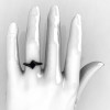 Exclusive French 14K Black Gold 1.23 CT Princess Black Diamond Engagement Ring R176-14BGDBD-5