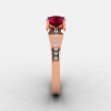 18K Rose Gold Garnet Diamond Wedding Ring Engagement Ring NN101-18KRGDG-3