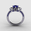14K White Gold Blue Sapphire Wedding Ring Engagement Ring NN102-14KWGBS-2