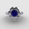 14K White Gold Blue Sapphire Wedding Ring Engagement Ring NN102-14KWGBS-4