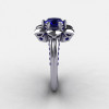14K White Gold Blue Sapphire Wedding Ring Engagement Ring NN102-14KWGBS-3