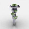 14K White Gold Peridot Leaf and Mushroom Wedding Ring Engagement Ring NN103A-14KWGP-3