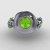 14K White Gold Peridot Leaf and Mushroom Wedding Ring Engagement Ring NN103A-14KWGP-4