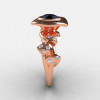 14K Rose Gold Black Diamond Leaf and Mushroom Wedding Ring Engagement Ring NN103A-14KRGDBD-3