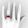 French 10K Rose Gold Three Stone Garnet Diamond Wedding Ring Engagement Ring R182-10KRGDG-5