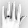 Modern French 950 Platinum .93 CT Princess Black Diamond Engagement Wedding Ring R176-PLATDBD-5