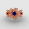 14K Rose Gold Blue Sapphire Flower Wedding Ring Engagement Ring NN107-14KRGBSS-4