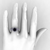 18K White Gold Black and White Diamond Flower Wedding Ring Engagement Ring NN109S-18KWGDBD-5