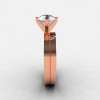 Modern 14K Rose Gold 1.0 CT White Sapphire Solitaire Engagement Ring Wedding Band Bridal Set R186S-14KRGWS-3