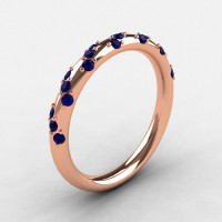 French Bridal 14K Rose Gold Blue Sapphire Wedding Band R185B-14KRGBS-1