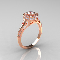 Modern Antique 14K Rose Gold Cubic Zirconia Diamond Wedding Ring Engagement Ring R191-14KRGDCZ-1