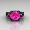 Modern Vintage 14K Black Gold 3.0 Carat Pink Sapphire Solitaire Ring R102-14KBGPS-4