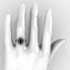Classic Italian 14K White Gold Oval Black Diamond Engagement Ring R195-14KWGBDD-5