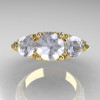 Classic 14K Yellow Gold Three Stone Diamond Cubic Zirconia Solitaire Ring R200-14KYGDCZ-4