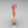 Classic French 14K Rose Gold 1.0 Carat Light Pink Sapphire Lace Ring R175-14RGLPS-3