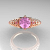 Classic French 14K Rose Gold 1.0 Carat Light Pink Sapphire Lace Ring R175-14RGLPS-4