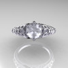 Classic French 14K White Gold 1.0 Carat Cubic Zirconia Diamond Lace Ring R175-14WGDCZ-4