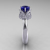 14K White Gold Diamond 1.0 Carat Blue Sapphire Tulip Solitaire Engagement Ring NN119-14KWGDBS-3