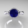 14K White Gold Diamond 1.0 Carat Blue Sapphire Tulip Solitaire Engagement Ring NN119-14KWGDBS-4