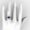 14K White Gold Diamond 1.0 Carat Blue Sapphire Tulip Solitaire Engagement Ring NN119-14KWGDBS-5
