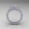 Modern Edwardian 950 Platinum 1.0 Carat Moissanite Pink Sapphire Diamond Ring R202-PLATDPSMO-2