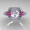 Modern Edwardian 950 Platinum 1.0 Carat Moissanite Pink Sapphire Diamond Ring R202-PLATDPSMO-4