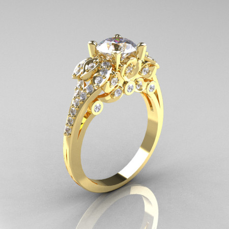 Classic 10K Yellow Gold 1.0 CT Cubic Zirconia Diamond Solitaire Wedding Ring R203-10KYGDCZ-1