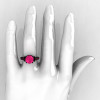 Classic French 14K Black Gold 3.0 Carat Pink Sapphire Solitaire Wedding Ring R401-14KBGPS-5