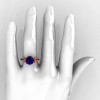 Classic French 14K Rose Gold 3.0 Carat Blue Sapphire Solitaire Wedding Ring R401-14KRGBS-5