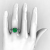 Modern Antique 10K White Gold 3.0 Carat Emerald Solitaire Wedding Ring R214-10KWGEM-5