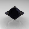 French Vintage 14K Black Gold 3.0 CT Black Diamond Bridal Solitaire Ring Y306-14KBGBD-4