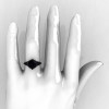 French Vintage 14K Black Gold 3.0 CT Black Diamond Bridal Solitaire Ring Y306-14KBGBD-5