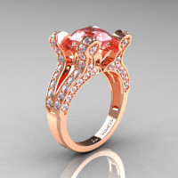 Hera - French Vintage 14K White Gold 3.0 CT Morganite Diamond Pisces Wedding Ring Engagement Ring Y228-14KWGDMO-1