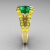 Themis – French Vintage 14K Yellow Gold 3.0 Emerald Yellow Sapphire Pisces Wedding Ring Engagement Ring Y228-14KYGYSEM-3
