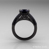 Aztec Edwardian 14K Black Gold 1.0 CT Black Diamond Engagement Ring R001-14KBGBD-2