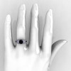 Aztec Edwardian 14K White Gold 1.0 CT Black and White Diamond Engagement Ring R001-14KWGDBD-5